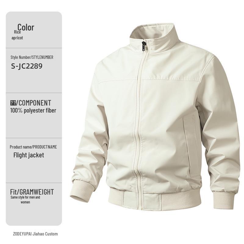 Windproof Custom Embroidered Coach Flight Jacket with Stand Collar