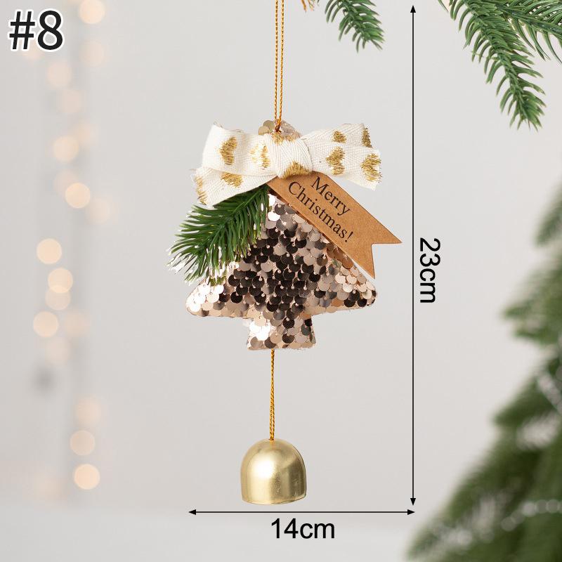 Christmas Bell Hanging Decoration Doorbell Christmas Party Hanging Decoration Creative Glitter Christmas Tree Keychain Pendent