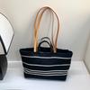 Canvas Bag For Women Large Capacity Summer Casual Style With Top Stitching For Daily Use