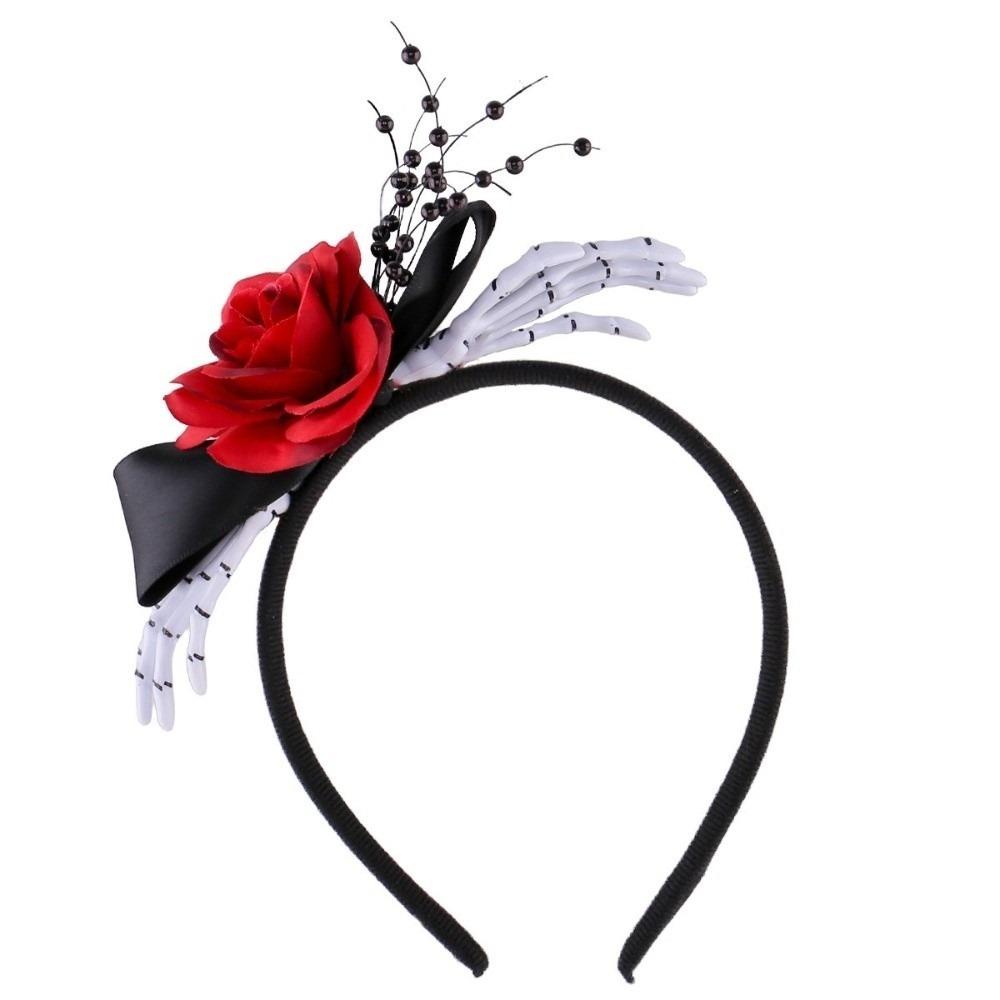 Skeleton Bones Rose Flower Hairband Black Bowknot Gothic Hair Hoop Gothic Lovers чёрный