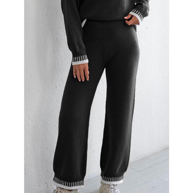 Women S Thick Contrast Stitching Wide Leg Casual Pants