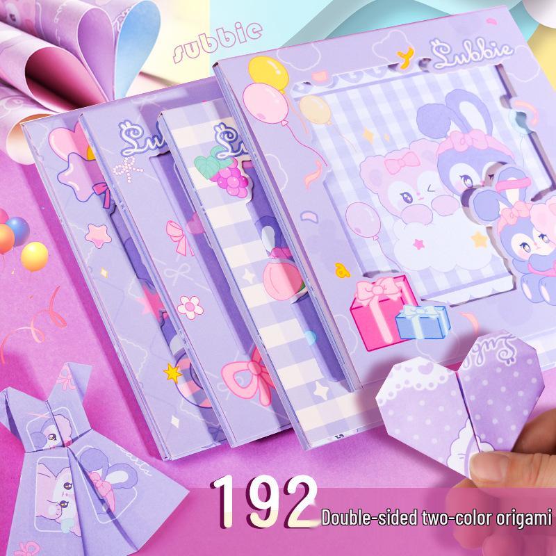 Purple Star Rabbit Origami Paper - Double-Sided, Cartoon Patterned for Kids