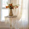 Lace Pattern Vintage Rod Pocket Curtains Tassel Design Geometry Striped Curtains  Window Treatment