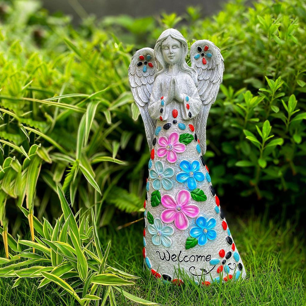 Solar-Powered Angel Lawn Ornaments - Outdoor Resin Garden Decorations