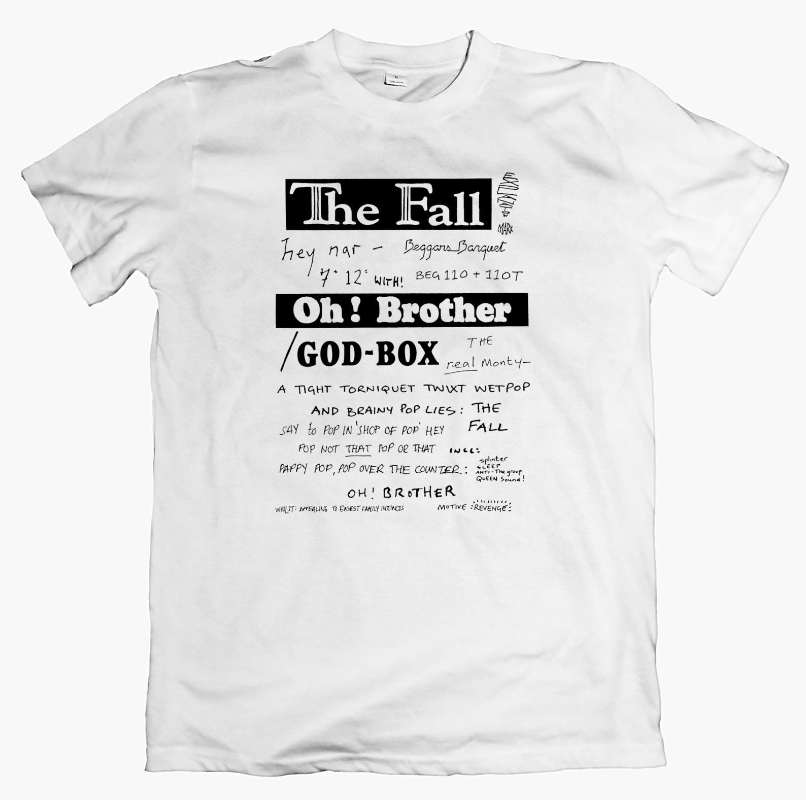 THE FALL  Oh! Brother  T shirt, 80s Post Punk Tee Indie Band Shirt Vintage Graphic Wonderful Frightening World 4XL