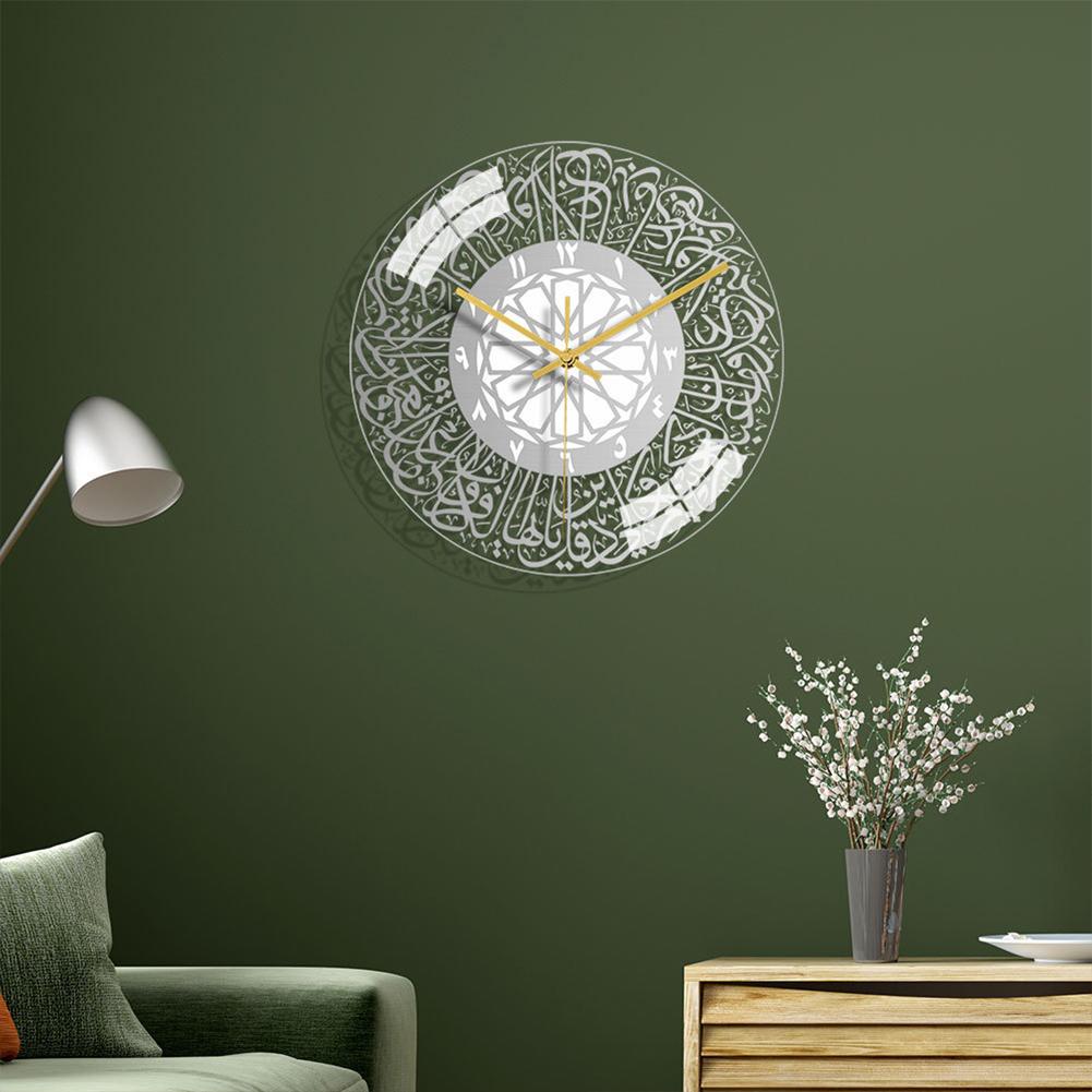 Silent Wall Clock Acrylic Three Dimensional Muslim Living Room Bedroom Dining Room Decoration