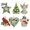 Christmas Tree Hanging Ornaments 2Pcs Sea Glass Ornament Seaglass Heart Bird Angel Star Decorative Acrylic Pendants Snowman Pendant Handmade