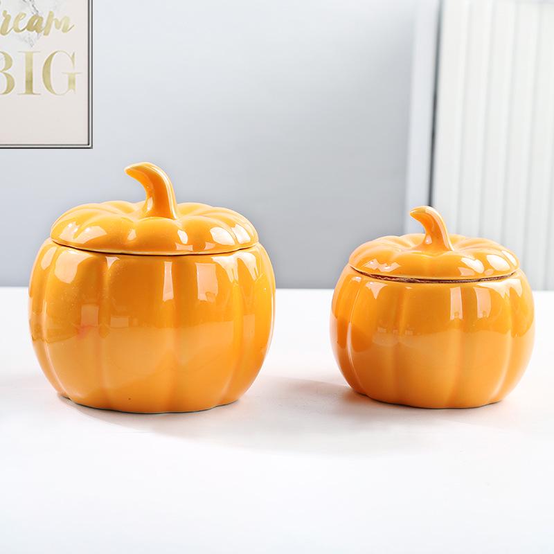 Ceramic Pumpkin Tea Can & Candy Jar: Exquisite Sealed Storage for Snacks, Dried Fruit & Tea, Perfect Table Ornament