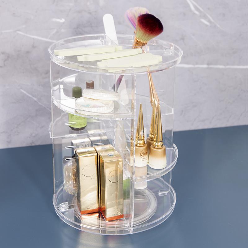 360 Degree Rotating Cosmetic Storage Rack Adjustable Layer Cosmetic Storage Rack With Slot Top Rotating Skincare Device