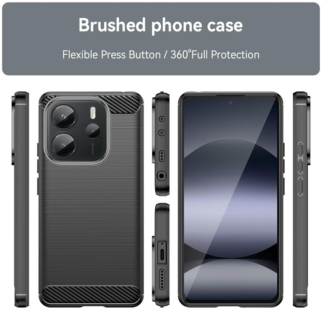 Phone Case for Xiaomi Redmi Note 14 4G (163.25x76.55x8.16mm) Protective Cover Carbon Fiber Texture Brushed