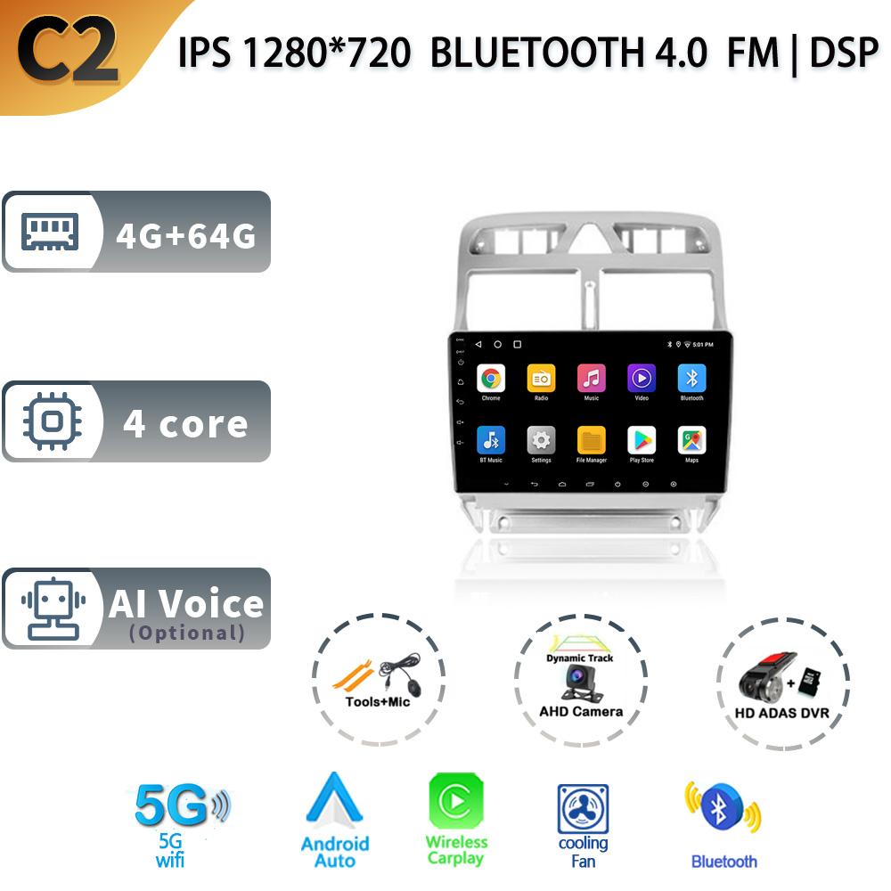 Android 13 Car Radio Wireless Carplay For Peugeot 307 Year 2001-2008 5G Stereo Multimedia GPS Navigation Head Unit Screen