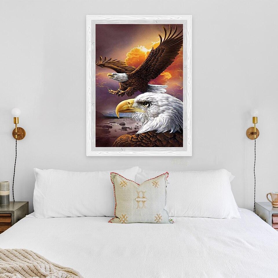 5D DIY diamantová malba Eagle Diamantové vyšívání Zvířecí křížový steh Kamínky Plný kulatý vrták Řemesla Domácí dekorace Dárek