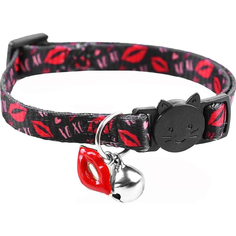 BoomBone 3 Pack Breakaway Cat Collar with Bell for Christmas,Puppy Holiday Collars Valentine s Day