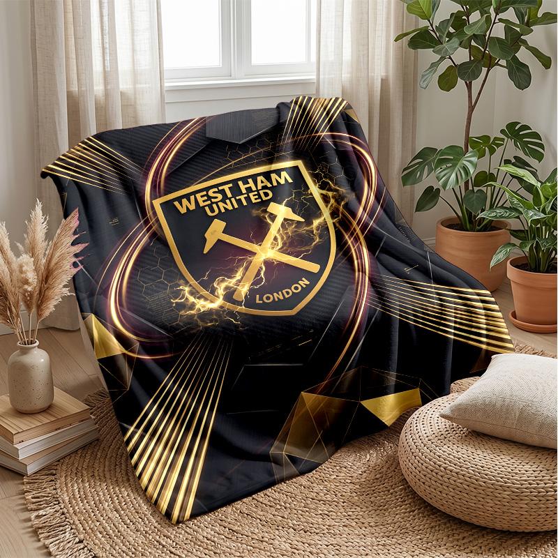 Coperta in Flanella con Stampa West Ham United, Morbida Calda Leggera Coperta da Divano Letto Campeggio