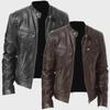 Trendige Lederjacke mit Stehkragen für Herren – Motorrad-Stil für Frühling/Herbst, große Größen erhältlich