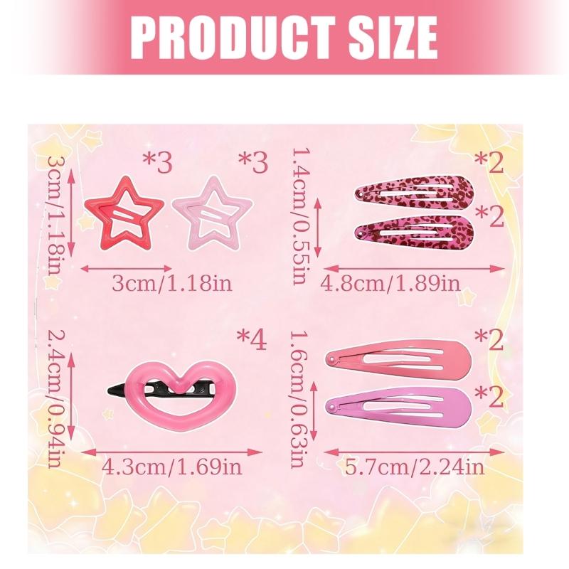 Set of 18 2000s Trendy Hair Clip With Unique Heart Star And Leopard Pattern Design Sweet Hairpin For Women Girl Daily Wear