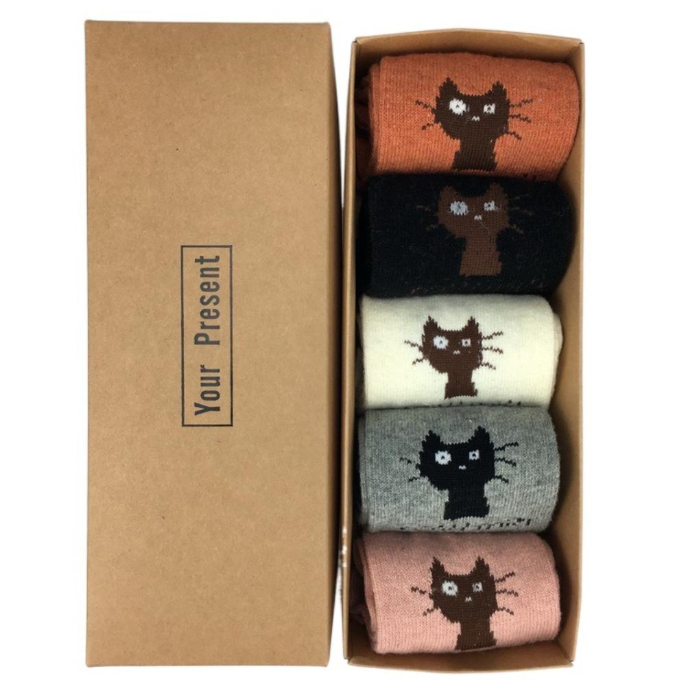 5 perechi Șosete de Crăciun din Lână Șosete Medii cu Brad de Crăciun Șosete Drăguțe pentru Femei La Mulți Ani