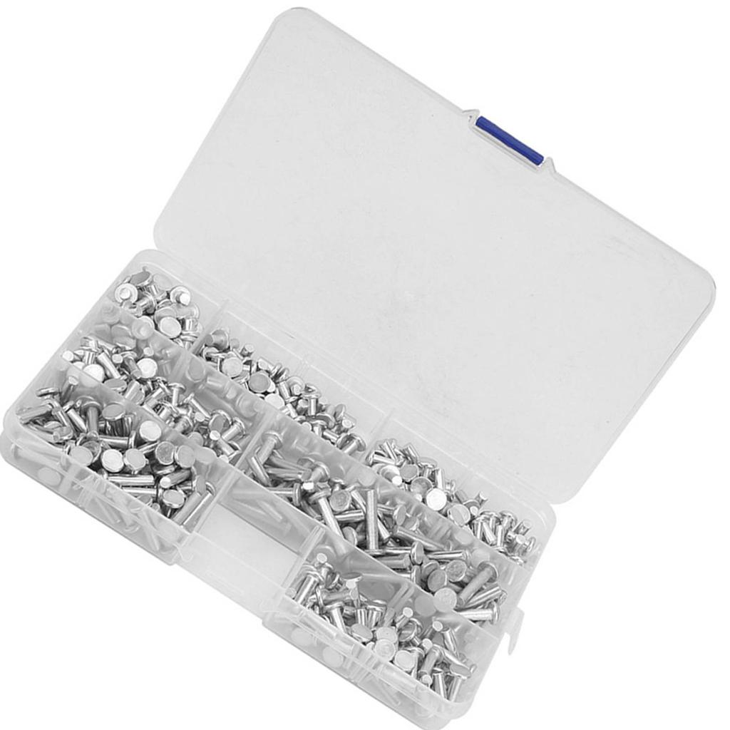 350pcs M4 Flat Head Solid Aluminum Rivets Assortment Kit Length 4 6 8 10 12 16 20mm