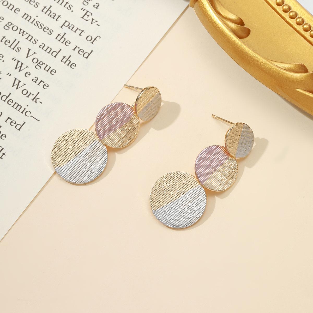 Европейские и американские ретро круглые серьги-гвоздики с текстурой шлифовки