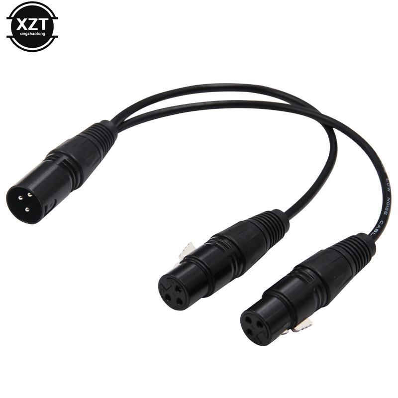 New 3-Pin XLR Male Plug to Dual Female Jack Y Splitter Mic DJ Cable Adaptor Extension For DVD Player Microphone