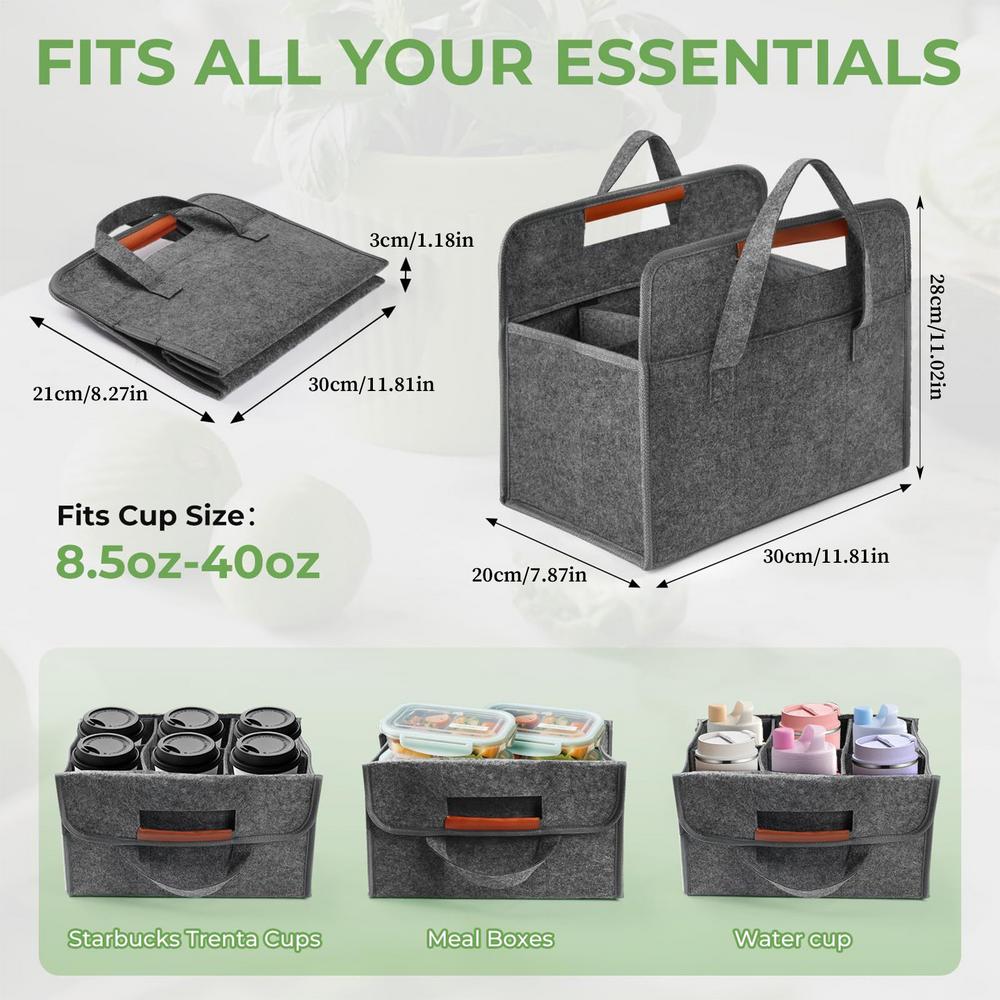 

Drink Carrier With Handle 6-Cup Reusable Coffee Carry Bag Foldable Car Drink Holder for Travel Road Trip Camping Outing Picnic