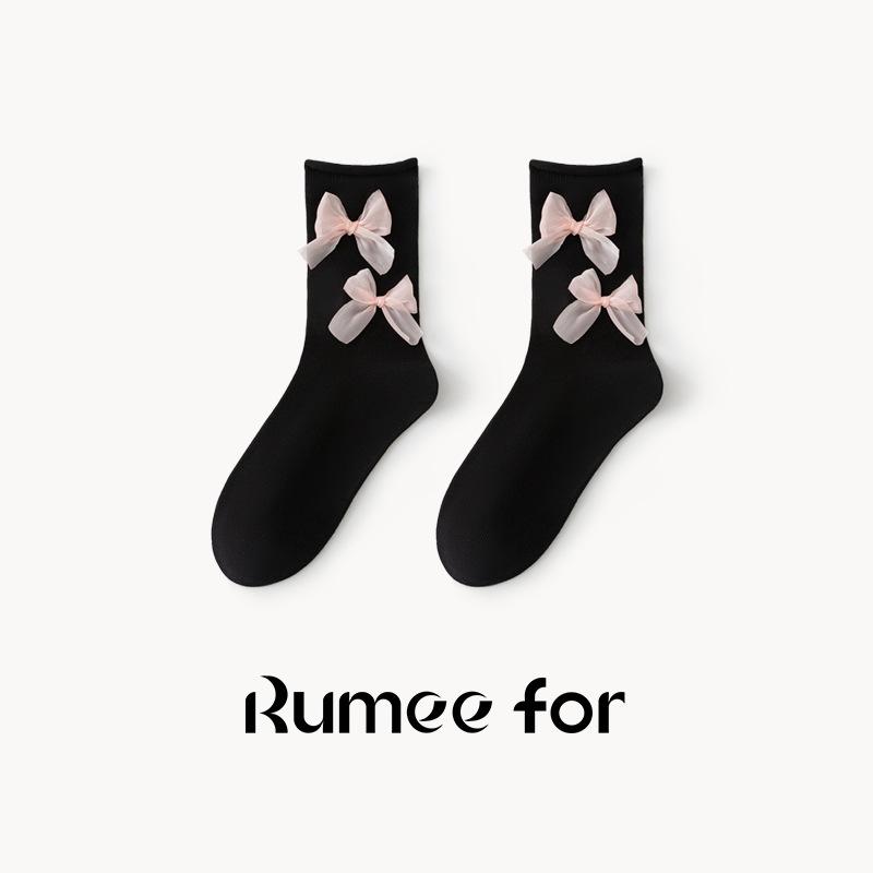 5 Pairs of New Female Spring and Summer Non Slip Lovely Bow In Tube Socks