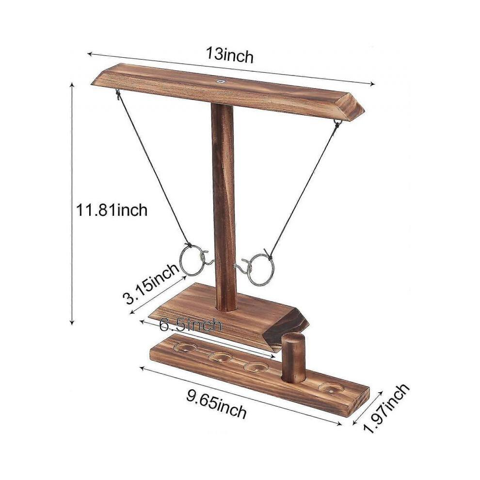 Ring Toss Games for Adults, Outdoor Indoor Handmade Wooden Hookey Ring TW
