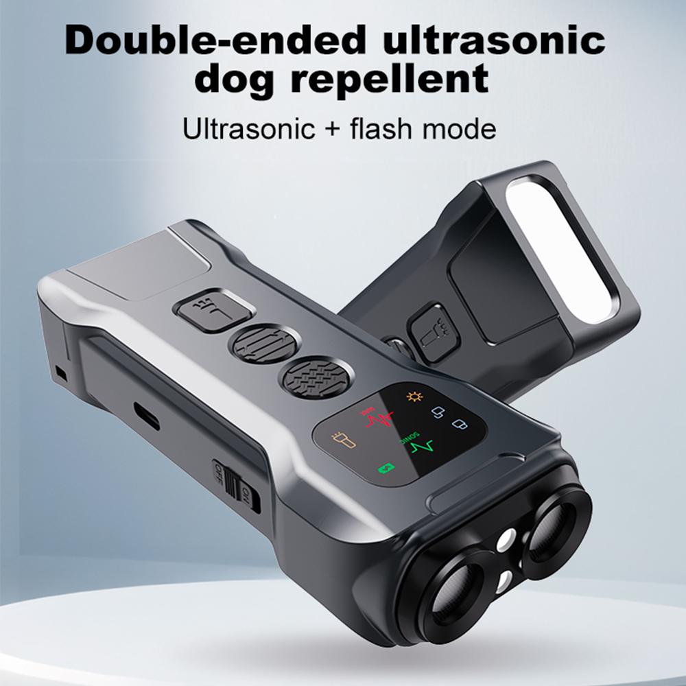 800mAh Dog Repeller Ultrasonic Dog Training Device Anti-Bark Deterrent LED Flashlight Shock Bark Collar Alternative Rechargeable