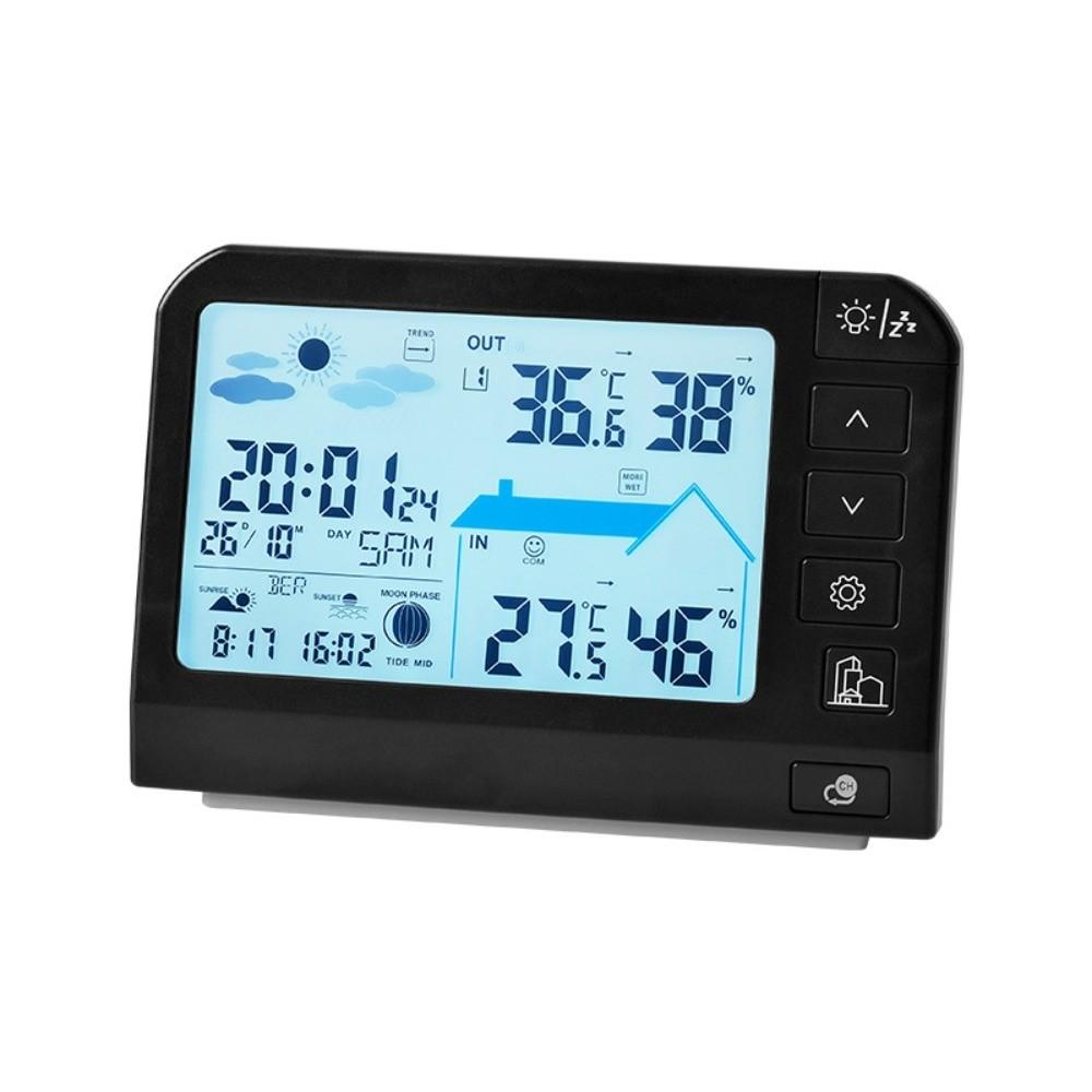 Минималистичные LCD Дисплей Погодные Часы Термометр Цветной Экран Настенные Часы Отсрочка Будильника Прогноз Настенные Часы Внутренние Наружные