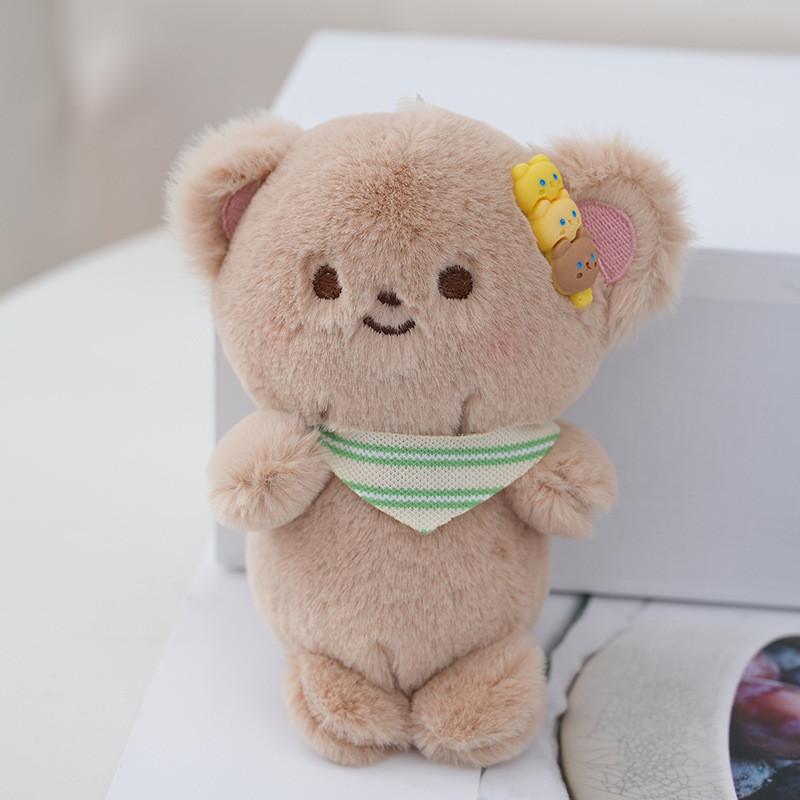 Cute And Cuddly Bear Plush Keychain Fluffy Teddy Bag Accessory In Pink Beige Purple Brown StyleD