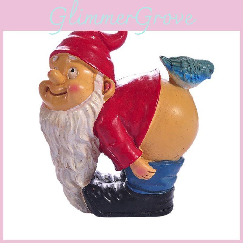 Cheeky Garden Gnome Statue Funny Dwarf Figurine For Outdoor Decoration