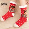 Winter Warme Fußbekleidung für Damen Weihnachtssocken mit Griffen für Herren, Verdickte Plüschgefütterte Thermosocken, Rutschfeste Socken für das Wohnzimmer