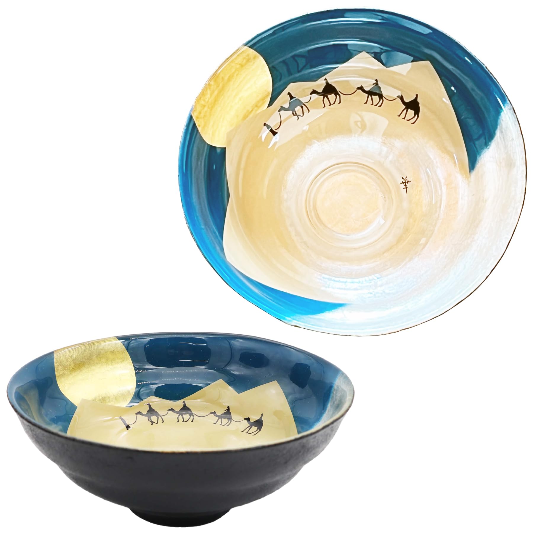 

Kasyou Studio Місячна пустеля Скляна чаша для матчі від Yoshida Glass Чайна церемонія Чаша Макі-е Ханамаса,