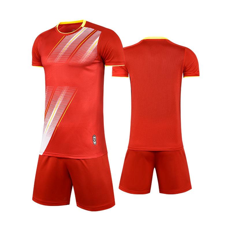 Short-sleeved Football Jersey Set Men's Adult Children's Students Same Football Training Jersey Jacquard Cloth Competition Jersey