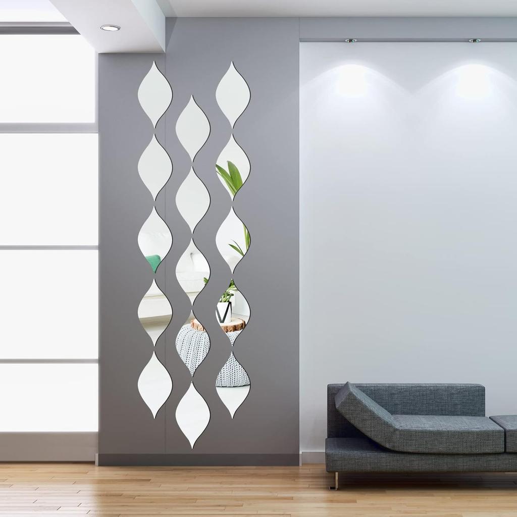 30/6PCS Acrylic 3D Mirror Removable Wall Sticker Home Decor DIY Self-adhesive Mirrors Decal for Living Room Art Wall Decoration