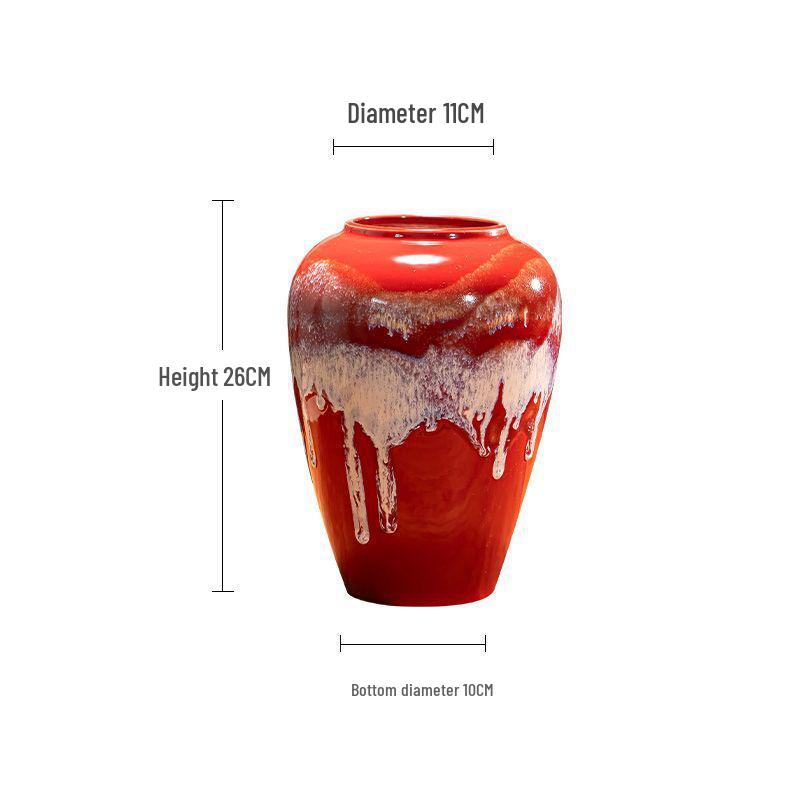 Rote Keramikvase für das Wohnzimmer – Elegantes Design für frische oder getrocknete Blumen, geeignet für kreative Hydroponik und moderne Arrangements.