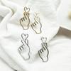 Cute Drop Dangle Piercing Earring  Love's Hand Hollow Long Tassel Heart Gesture Earrings