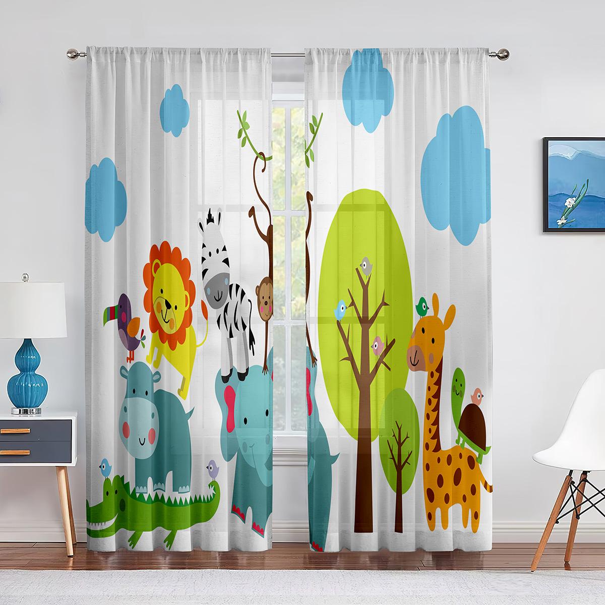 Прозрачная вуаль с изображением животных джунглей — фото 10