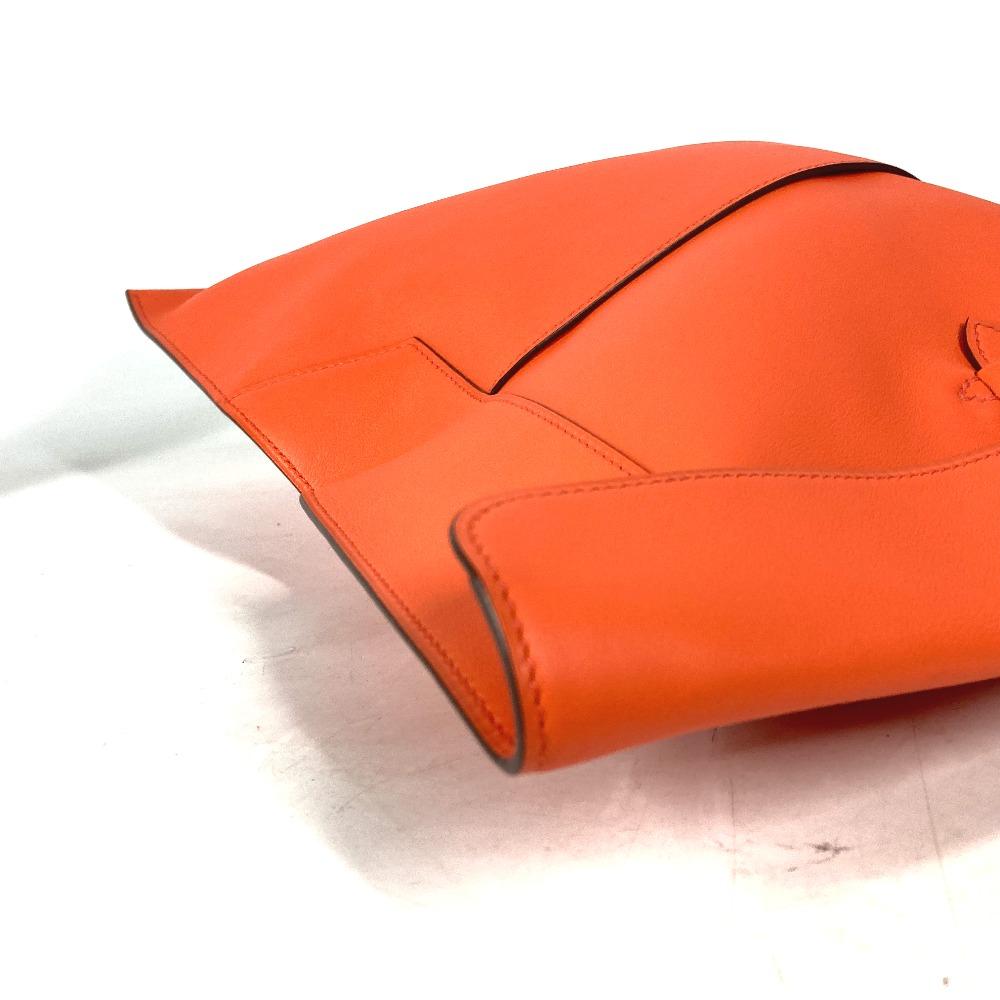 HERMES Flap Pouch Puri Plat Two fold Clutch bag Swift Orange Unused