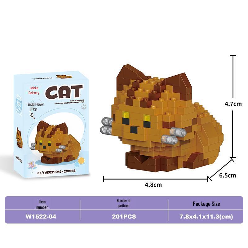 Lele Brothers Micro-Particle Building Blocks Orange Cat Model - Compatible with Lego Educational Toy for Kids