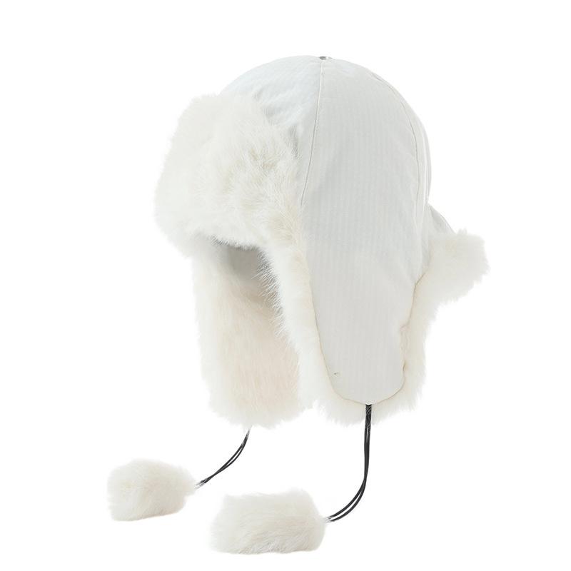 Winter Outdoor Cold and Warm Piled Thickened Warm Rabbit Plush Ear Protector Strap Hat