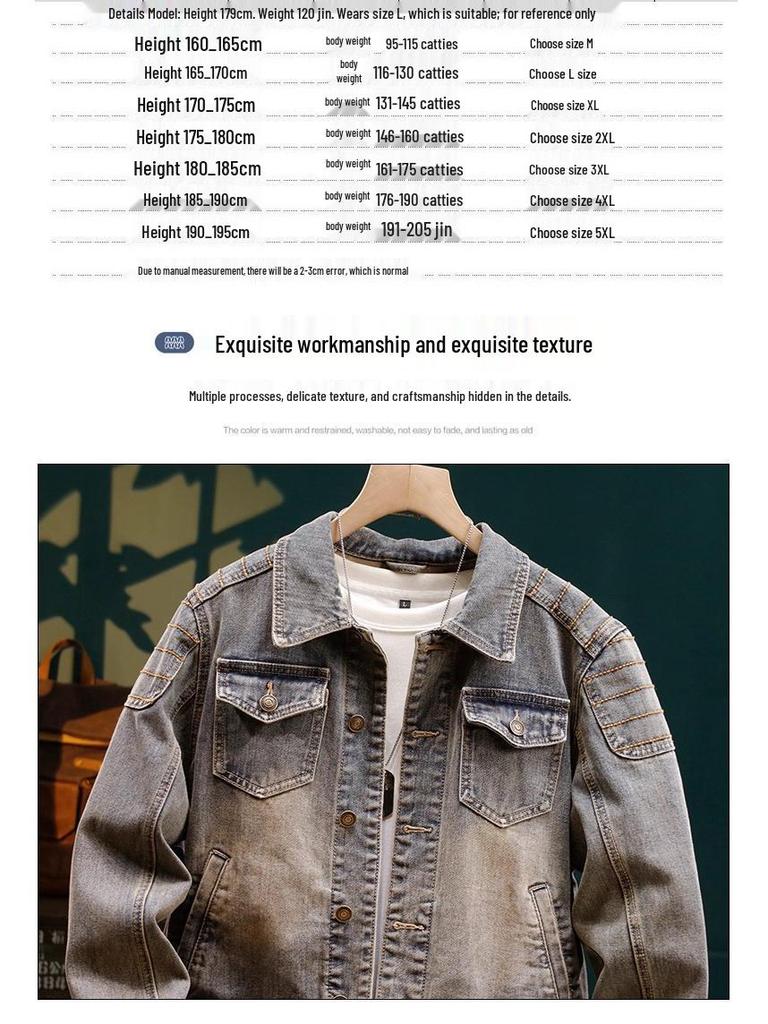 Trendy Men's Motorcycle Denim Jacket 2025 - Stylish Early Autumn High-End Design