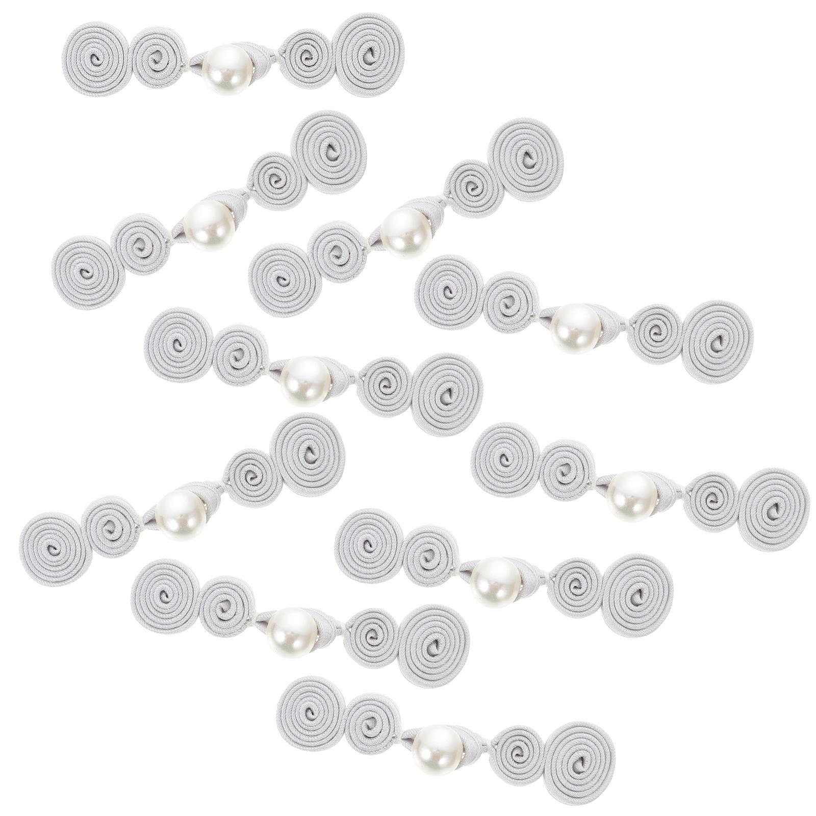 

10Pairs Chinese Style Cheongsam Buttons Classic Design DIY Sewing Material Clothes Decoration Retro Han Suit Closure Fastener сірий