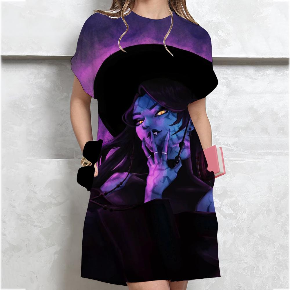 Kpop Lovec Démonů Huntrix Šaty Pro Ženy Módní Dámské Ležérní Šaty S Květinovým Potiskem Elegantní Výstřih Do V Volné A-Liniové Boho Plážové Šaty