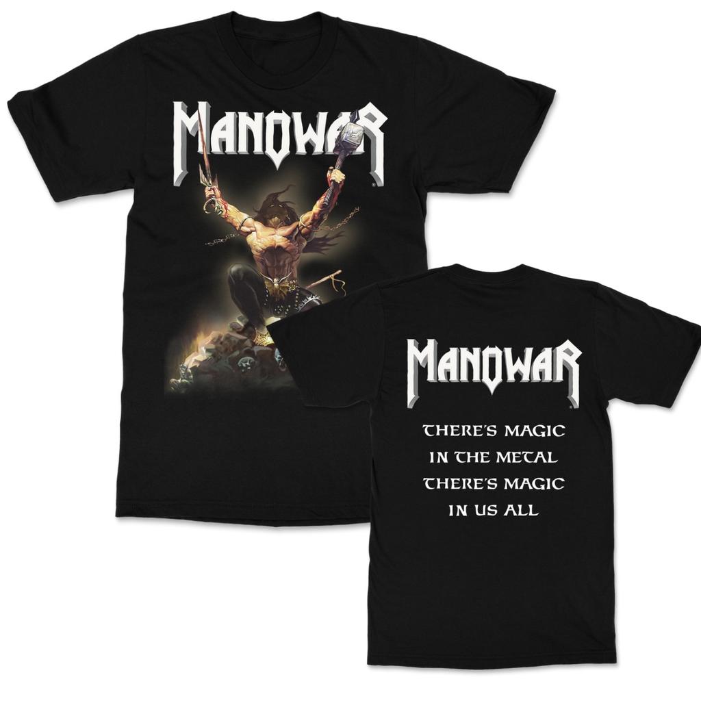 2026 Hot Sale Retro Manowar Graphic Cotton T-shirt Unisex Summer Short Sleeve Fashion Brand Tee Men Women Luxury Casual Vintage Tees Loose Top