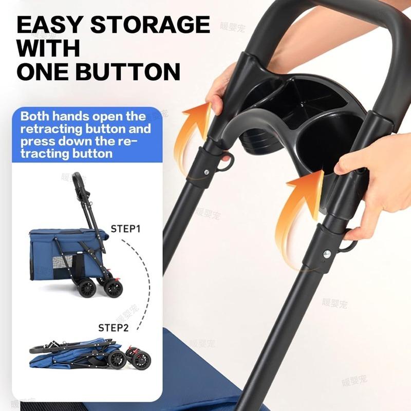 Outdoor Pet Stroller Breathable Strollers Foldable Cat Dog Stroller for Small Medium Large Pet 4 Wheel Shockproof Stroller