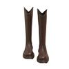 Brown boots women's 2025 new thick-soled small man but knee knight boots spring and autumn thin temperament high boots