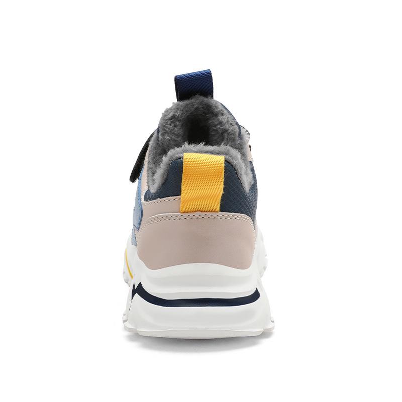 Kids' Fleece-Lined Leather Low-Top Basketball Shoes - Autumn/Winter, Lightweight for Boys & Girls Running Sports, Medium & Large Sizes