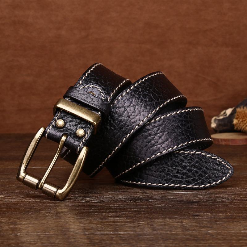 Neuer Retro Personalisierter Ledergürtel Herren Kupferschnalle Lokomotiv-Jeansgürtel Trendig