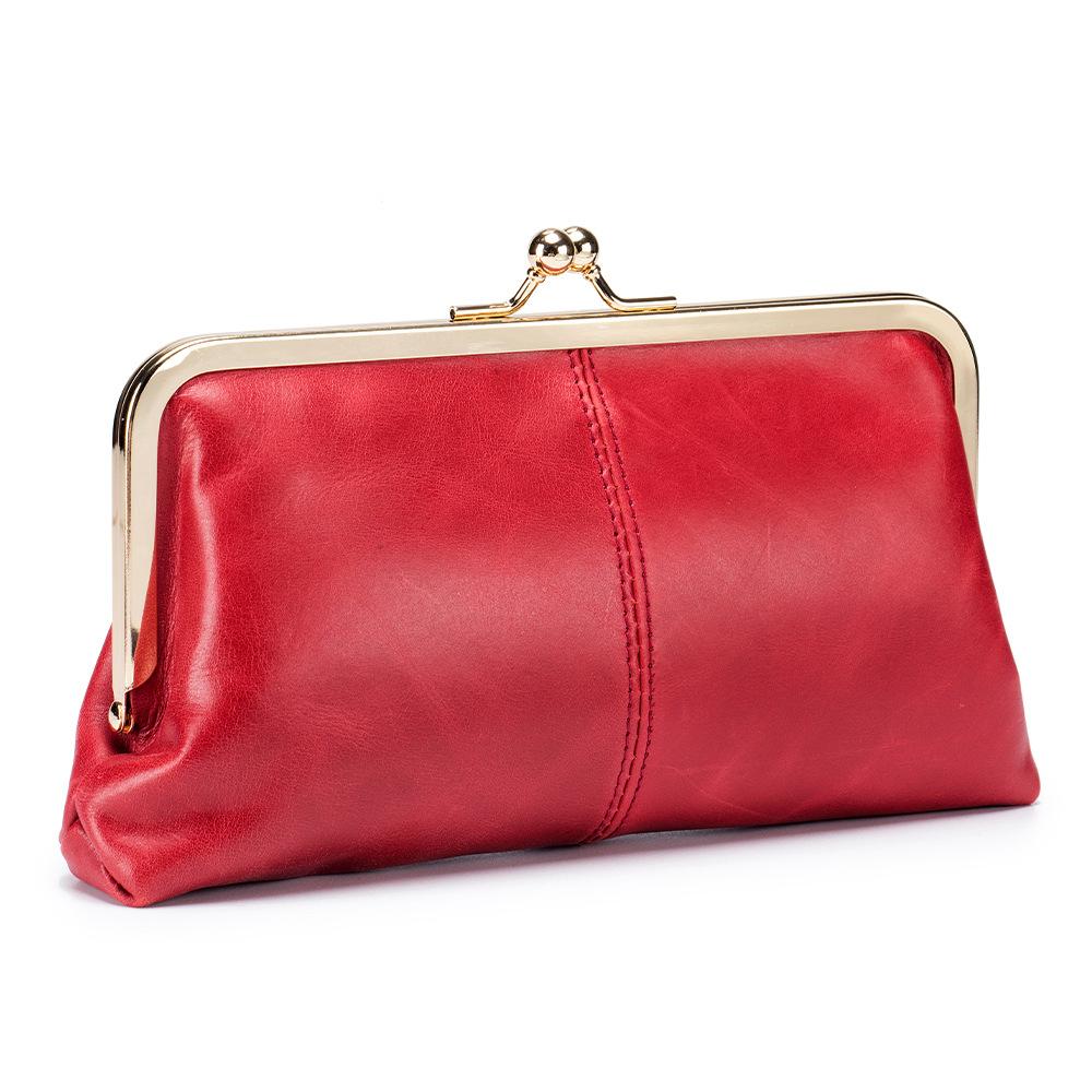 New European and American Retro Clip Bag, Long Clutch Bag Wallet, Simple Mouth Gold Storage Bag, Large-capacity Wholesale